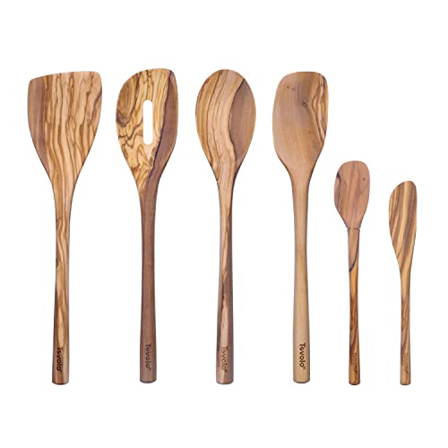 Tovolo Olivewood Utensil Set of 6 for Meal Prep, Cooking, Baking, and