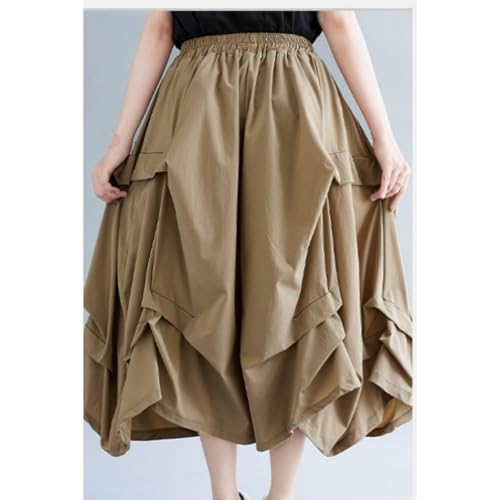 Women's Skirts Plus Size Loose Wide Leg Color Block Irregular Mid Length High Waist Versatile Casual2