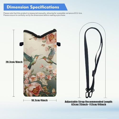 Image of Women Men Crossbody Phone Bag Lightweight Neoprene Cellphone Case Waterproof Phone Carry Pouch for iPhone 15 /14 / 13 Pro Max, for Samsung S24, S23+, A25, A35, Hummingbird Floral Pattern