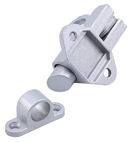 2 Stücke Türriegel, Fenster Türschlossschloss, Automatische Türriegel, mit Schrauben Automatischer Rückprall Spring Riegelschloss für Fenster, Schuppen, Tor, Toilette, WC Schlafzimmer (Silber)