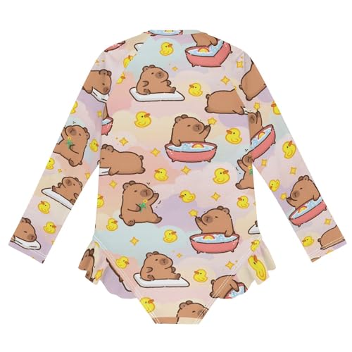 Image of Girls One Piece Swimsuits Long Sleeve Swimsuit Zipper Bathing Suits Swimwear