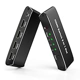 Umfassende Kompatibilität - Der HDMI-Umschalter hat 3 Eingänge und 1 Ausgang und unterstützt eine Videobandbreite von 18 Gbit/s. Bitte verwenden Sie ein maximal 5 m langes AWG26 Standard-HDMI-Kabel für den Ein- und Ausgang. Es gibt keine Bildverzögerung und keine Einbußen bei der Tonqualität. Beim Gaming können Sie zwischen mehreren Geräten wechseln.