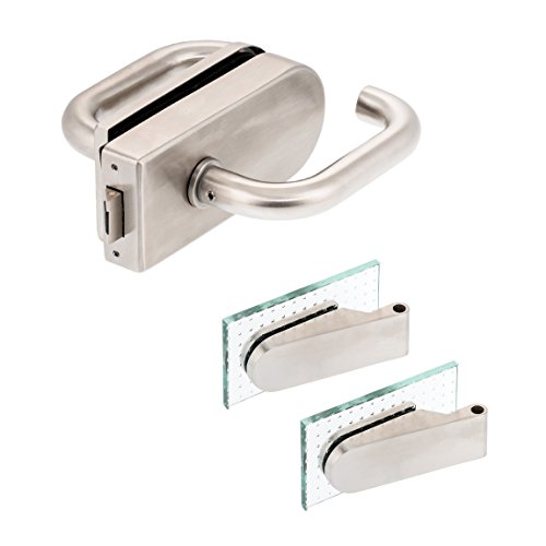 Preisvergleich Produktbild Glastürbeschlag"D" Set UV / V2A Edelstahl matt / inkl. Studiobändern / metallische Innenmechanik / Orlando