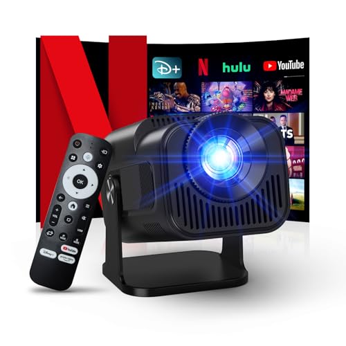 [Audio] 4K Proyector con WiFi y Bluetooth, 1080P Nativo Mini proyector Portátil, One-Click Use...