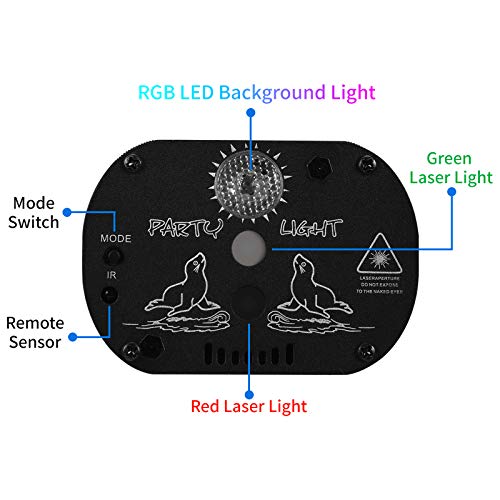 Pococo DQ-R60 Dj Disco Stage Party Lights, Sound Activated Laser Light Rgb Flash Strobe Projector thumb #5