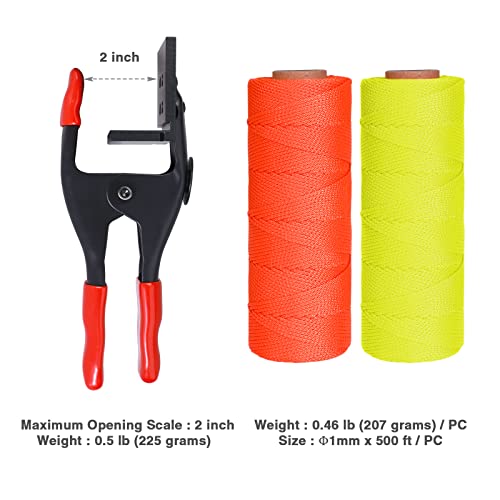 Goldblatt 4 Pieces Mason Line Clamps & Mason Line String Line - Red & Orange Nylon Twine String Rolls, Concrete Tools Set, Construction Masonry Measurement String for A String Level - Image 4