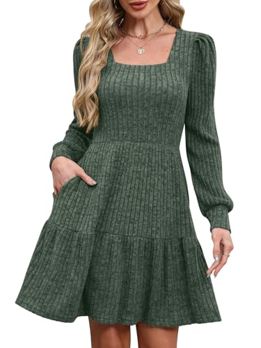 MixShe Women's Fall Dresses 2025 Square Neck Long Sleeve Winter Dress3