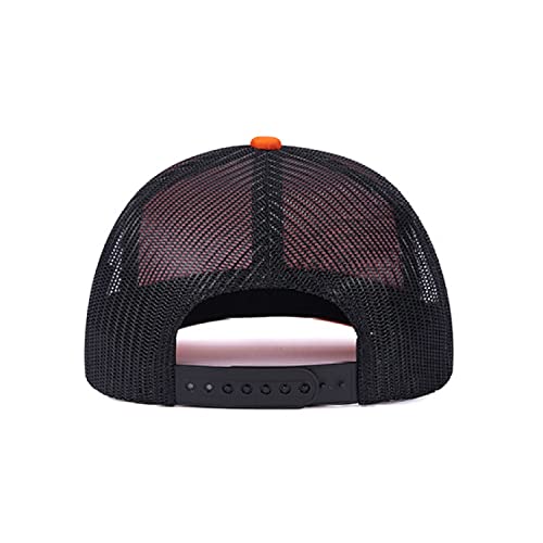 Snapback Trucker Hat For Unisex, Classic Adjustable Mesh Baseball Cap For Running, Hiking, Workout, Outdoor Sports Orange-Black #TOP3