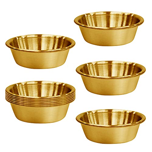 Paquete de 10 platos de salsa de acero inoxidable de 65 ml, platos de condimento, platillos premium de sushi, cuencos de metal, mini platos de aperitivo, tazas individuales de salsa de condimento Cover