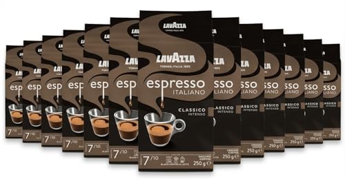 Lavazza Espresso Italiano Classico Ground Coffee 12 Packs of 250g Ideal for Moka Pot or Filtered Coffee Sweet & Aromatic Taste Intensity 5/10 Flowery & Fruity Notes 100% Arabica Light Roast