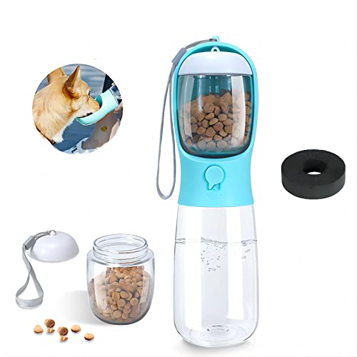 Dog Water Bottle,2 in 1 Portable Pet Water Bottle with Food Container and Replaceable Carbon Filter,Leak Proof Water Dispenser for Dog and Other Pets for Traveling,Walking,Hiking(19oz Blue) Dog Water Bottle,2 in 1 Portable Pet Water Bottle with Food Container and Replaceable Carbon Filter,Leak Proof Water Dispenser for Dog and Other Pets for Traveling,Walking,Hiking(19oz Blue)
