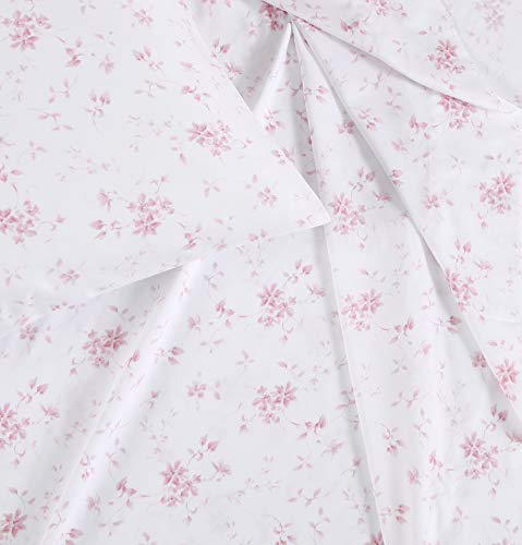 Image of Laura Ashley - Queen Sheet Set, Buttery-Soft Bed Sheets with a Naturally Silky Smooth Cotton Sateen Lightweight Feel - Matching Pillowcases & Fitted Sheet (Garden Muse Pink)