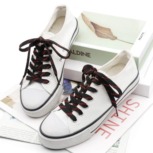 Image of Flat Shoelaces Multicolor Twill Point Thick Shoe Lace Shoestring 2 Pair