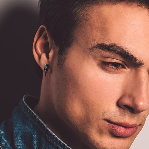 Bandmax Viking Raven Skull Stud Earrings Black Punk Earrings For Men Women Gothic Crow Head Earrings Stud Nordic Celtic Jewelry #TOP1