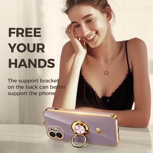 Coque iPhone 11 violet clair avec 2 verres trempés et anneau