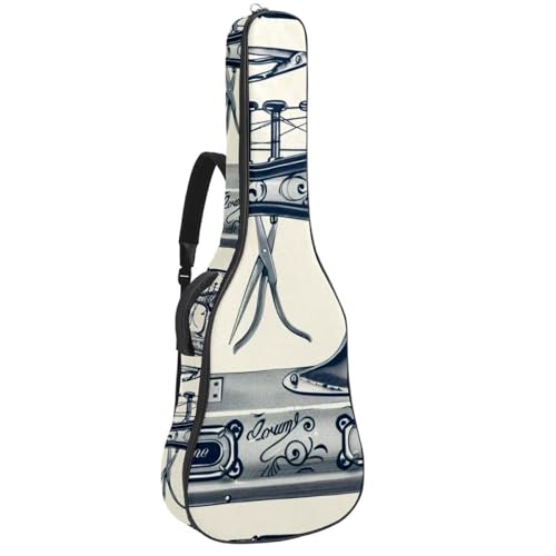 Housse pour guitare basse et électrique 104 cm imprimé rétro en tissu Oxford imperméable