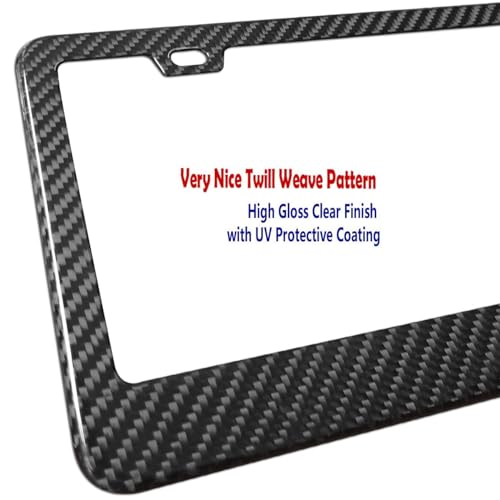 Image of BGGTMO Carbon Fiber License Plate Frame - 100% Real Carbon Fiber Overlays Stainless Steel License Plate Frames | Stainless Steel Anti-Theft License Plate Screws | 1PC Black Gloss Plate Frame