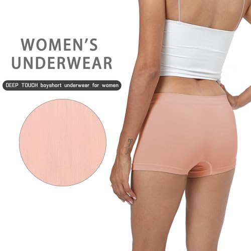 Image of DEEP TOUCH Women Boyshort Underwear Seamless Boxer Panties Breathable Stretch Boxer Briefs for Ladies 5 Pack