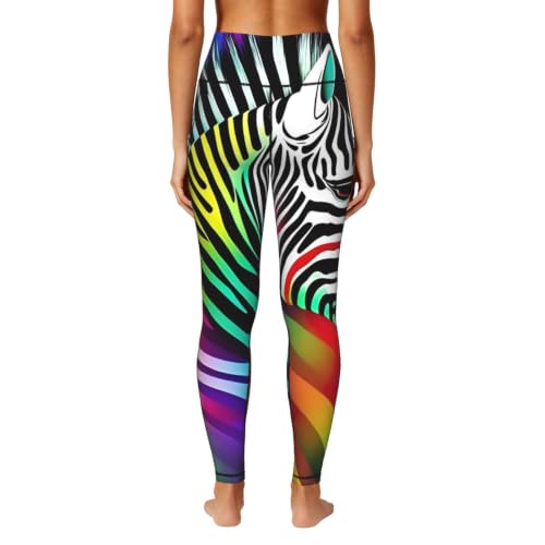 Leggings de cebra arcoíris para mujer con ropa deportiva de ejercicio 4