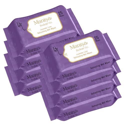 Image of Co. Lavender Luxe Refreshing Wet Wipes | Alcohol-Free, Paraben-Free, Vegan & Cruelty-Free | Soothing & Hydrating Facial Wipes | 200 Wipes (Pack of 8)