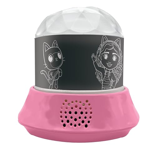 Lexibook, Gabby's Dollhouse, Nachtlampje met luidspreker, Projecties van de Gabby's Dollhouse serie, Caleidoscopische lichtjes aan het ceiling, Luidspreker met aux-stekker, Oplaadbaar, NLJ035GDH