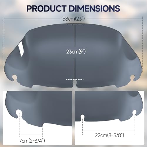 Image of Smoke 9 inch Motorcycle Windshield Windscreen Compatible for 2014-2023 Harley Davidson Touring Street Glide /Electra Glide /Ultra Limited /Tri Glide FLHT FLHX FLHXS FLHTK