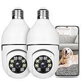 UPULTRA Light Bulb Security Camera Outdoor 2packs HD Wireless 5GHz/2.4GHz WiFi Home IP Cameras E27 360 Degree Panoramic,Motion Detection and Alarm,Two-Way Audio,Night Vision