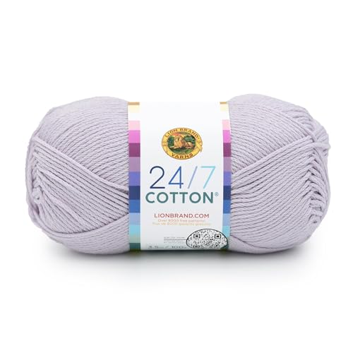 Image of Lion Brand Yarn, 24 /7 Cotton Yarn, Wisteria, Light Purple, 1 Pack | Light Worsted 100% Mercerized Cotton Yarn for Crochet, Knitting, Craft, 185 Yards of Natural Fiber for Tees, Bags, Dishcloths