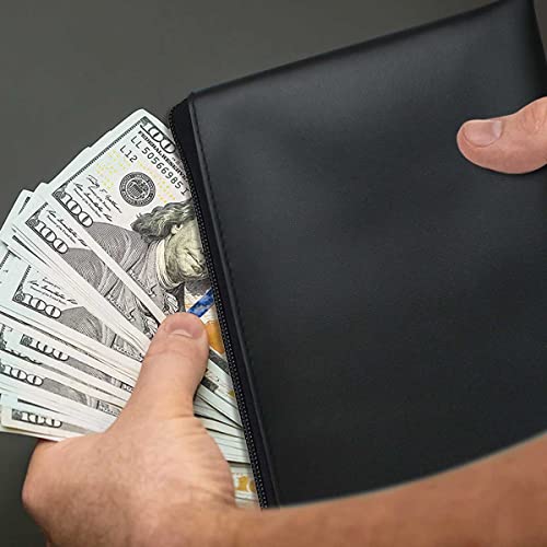 2 Pack Bank Bags With Zipper Bank Deposit Money Bag Pouch Bank Security Cash Bag Utility Securit Zipper Check Coin Bag 11X6 Inch Durable Men & Women Leatherette Wallet For Id Card Cosmetics (Black) #TOP4
