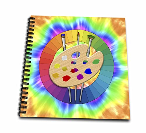 Memory Book 12 x 12 inch - A paint palette with brushes and an artist color wheel over tie dye. Creative Studios – Artist Art Career