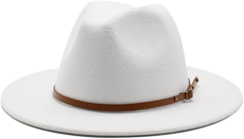 Classic Wide Brim Felt Cowboy Hat, Black with Brown Leather Band, Western Style