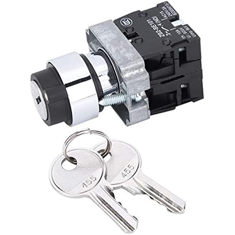 Schlüsselschalter + Schlüssel ZB2-BE Schlüsselschalter Self-Reset Power Lock Schlagfeste Umwandlungsrotationssperre ZB2-BE101 Schlüsselschalter für Rolltore für Autotelefone Cover