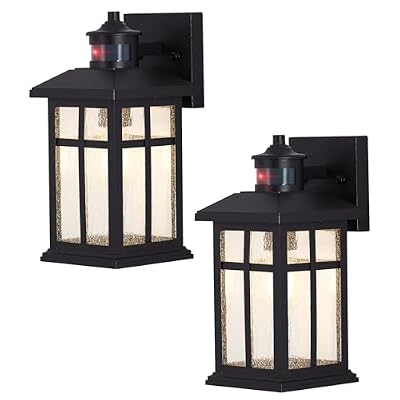 Motion Sensor Porch Lights Outdoor Waterproof,Dusk to Dawn Outdoor Wall Sconce Light Fixtures,Anti-Rust Exterior Lighting Fixtures Wall Mount for Patio,Front Door,Yard,Garage,Matte Black,2 Pack