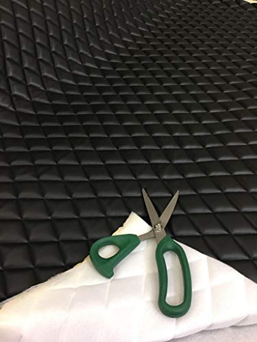 Luvfabrics PVC Quilted Faux Leather Vinyl Foam Backed- Automotive, Headliner, Furniture Upholstery, DIY Projects, Home Decor & More! (Black, 1 Yard)