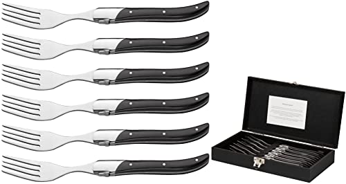 Jay Hill Lot de 6 fourchettes à steak Laguiole Noir