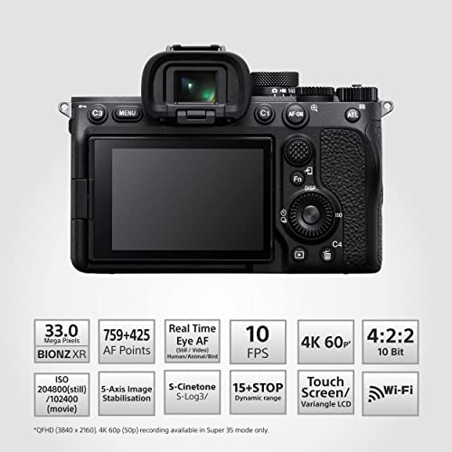 Sony Alpha ILCE-7M4K Full-Frame Hybrid Camera 33MP Interchangeable-Lens Mirrorless Camera with 28-70mm Digital Zoom Lens | 4K 60P Video Recording | Real-Time Eye AF for Humans, Birds, Animals - Black view 2