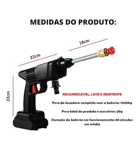 Lavadora De Alta Pressão Ferramenta de lavagem Lava Jato Sem Fio Recarregável Portátil Máquina Portá