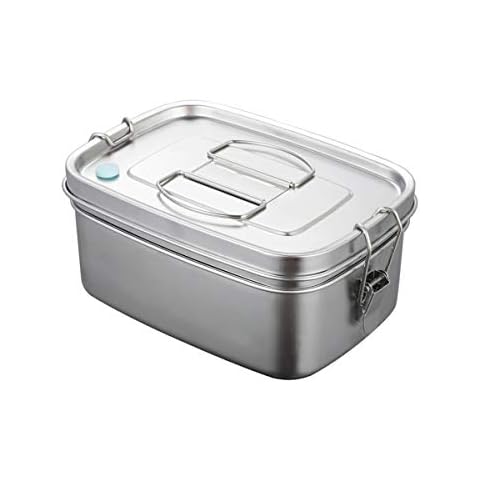 Porssaut Bento Box Lunchbox Set Lunch Boxes Breakfast Containers Detachable Baffle Food Storage Metal Package Stainless Steel Large Capacity 1500ml Rectangular Reusable Cover