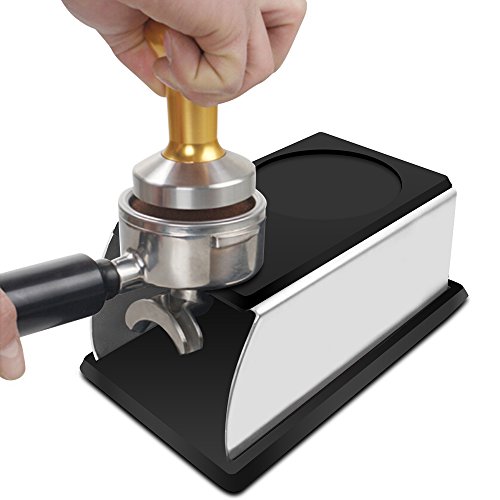 Coffee Temper Stand, DLAND Sturdy Stainless Steel Tamping Stand for Coffee Machine and Coffee Tamper Storage Base with Mat Hand Coffee Tampers Accessories