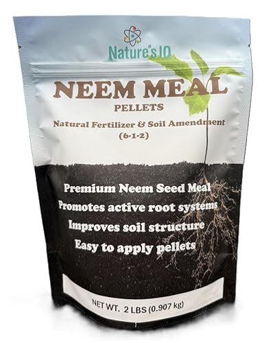 Natures IQ NEEM Meal pellets. Natural Fertilizer/Soil Ammendment. Improves Soil Structure & Promotes Active Root Systems. Easy to Apply in resealable Bag or Bucket. (2LB)