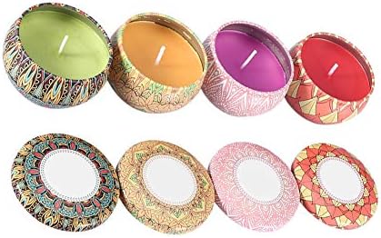Jenngaoo Scented Candles, Gift Set Lavender Rose Jasmines Soy Wax with Floral Essential Oil Travel Tin Candles for Aromatherapy Stress Relax Home Decor Yoga Meditation Reiki - Pack 4
