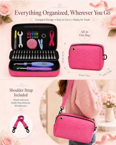 Image of BZVV Light Up Crochet Hook Set with Counter, Shoulder Bag and 22 Heads