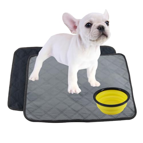 Poraceous 2 Piezas Alfombras Lavables para Perros, Empapadores para Perros, Entrenamiento Almohadilla para Mascota, Reutilizable Absorbente Antideslizante Pet Pee Pad, 60 x 45 cm(Gris)
