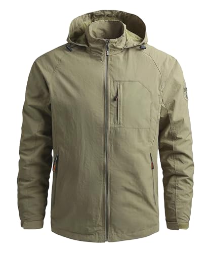 Herren Softshelljacke Leicht - Winddichte Übergangsjacke Mit Kapuze Für Outdoor