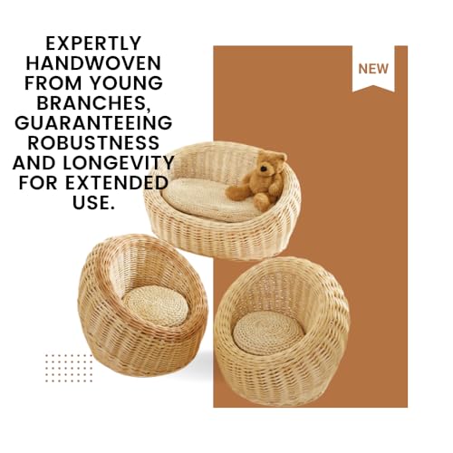 Playlearn Wicker Couch & Chair Set Outdoor Seating For Children Wicker Garden Furniture -Three Piece Wicker Chairs for Garden-Conservatory Furniture Chairs Perfect for Reading&Relaxing - Image 4