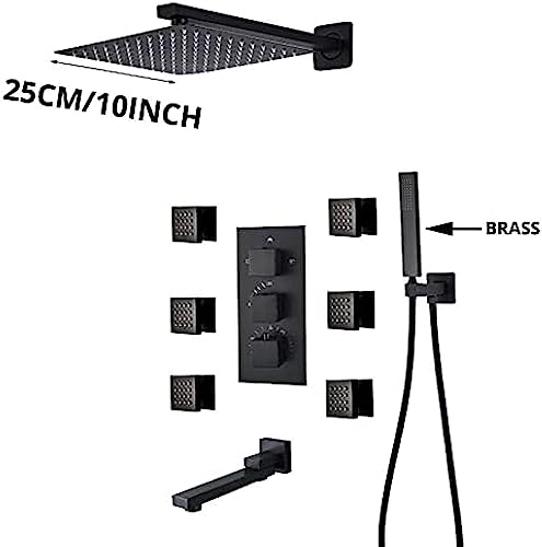 Robinet thermostatique de douche mural anti-brûlure avec grand ciel de pluie et massage