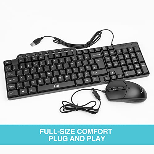 Image of Wired Keyboard and Mouse,Rii RK203 Full Size Slim Business Keyboards and Mouse Wired for Computer,Laptop,PC,Notebook,Windows Home Office