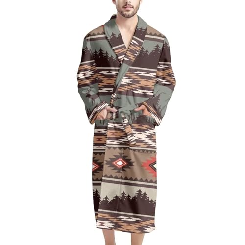 SEANATIVE Men's Long Robe Summer Lightweight Shawl Bathrobe Soft Warm Sleepwear Male