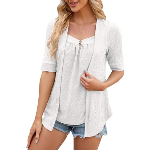 Women's Solid Color Square Patchwork Button Mid Sleeve T Shirt Short Sleeve Active Wear