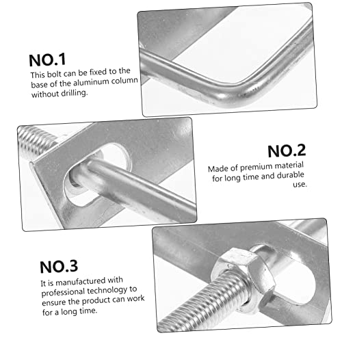 Image of Galvanized Square U-Bolt Clamp 5.90 Inch U Shape Steel Fastener with Nuts Washers for Secure Mounting on Boat Trailers Columns Pipes